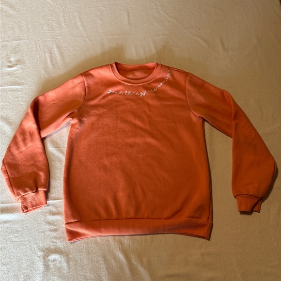 SHEIN Tops - SHEIN Orange Crewneck Sweater Good things are Coming Women’s Size Small